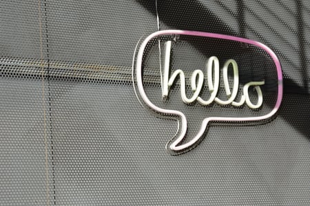 A hello sign on a wall